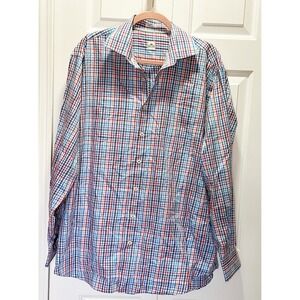 Peter Millar Button Down Long Sleeve Shirt In Blue/yellow/red Plaid Colors XL